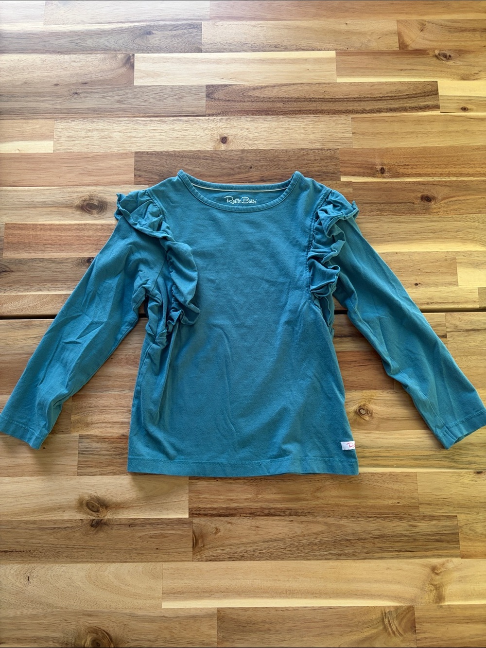 Ruffle Butts size 6 Teal Ruffle-Trim Long Sleeve Top